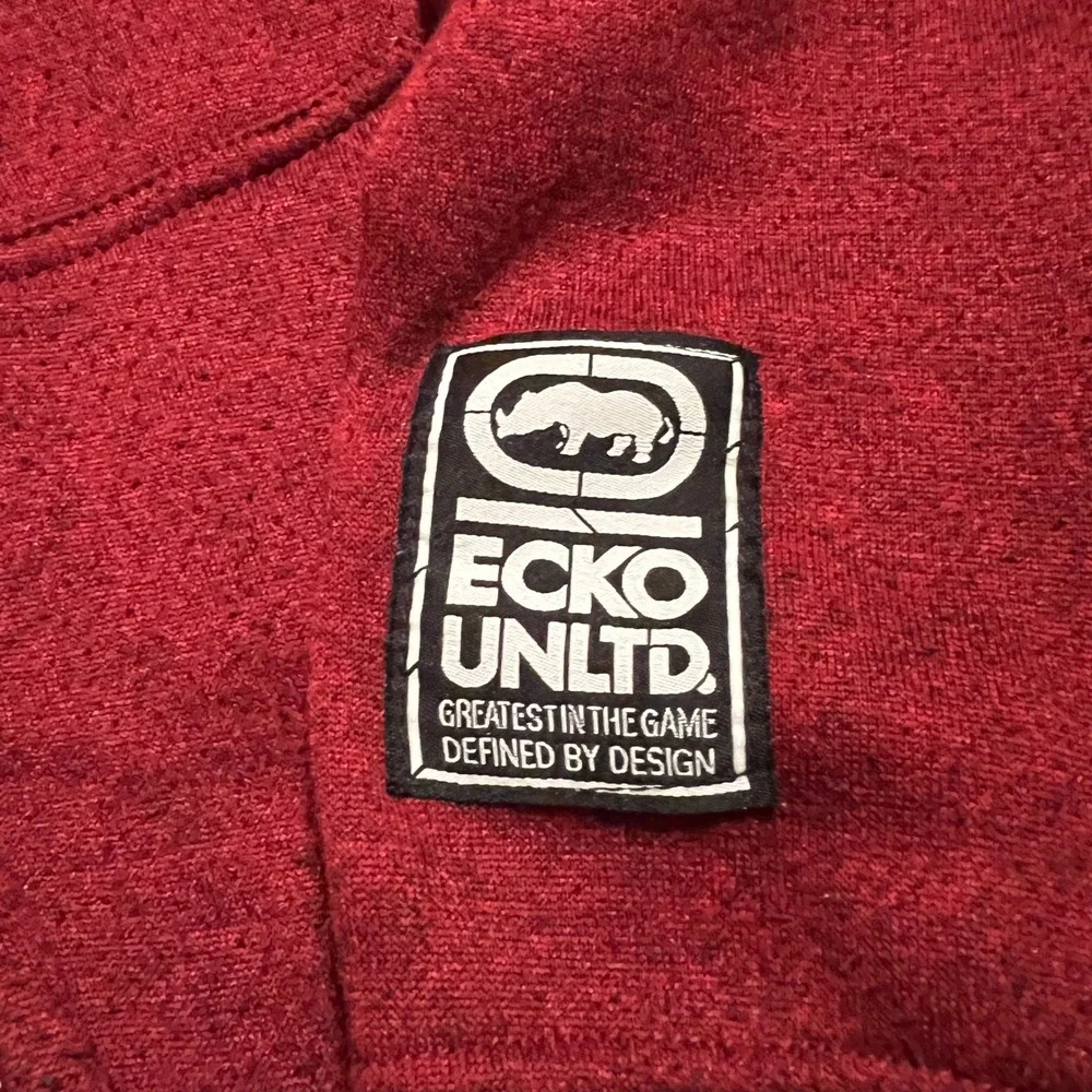 Ecko Unlimited Mens Full Zip Hoodie Red Black Logo Spellout Pullover L - Picture 2 of 8